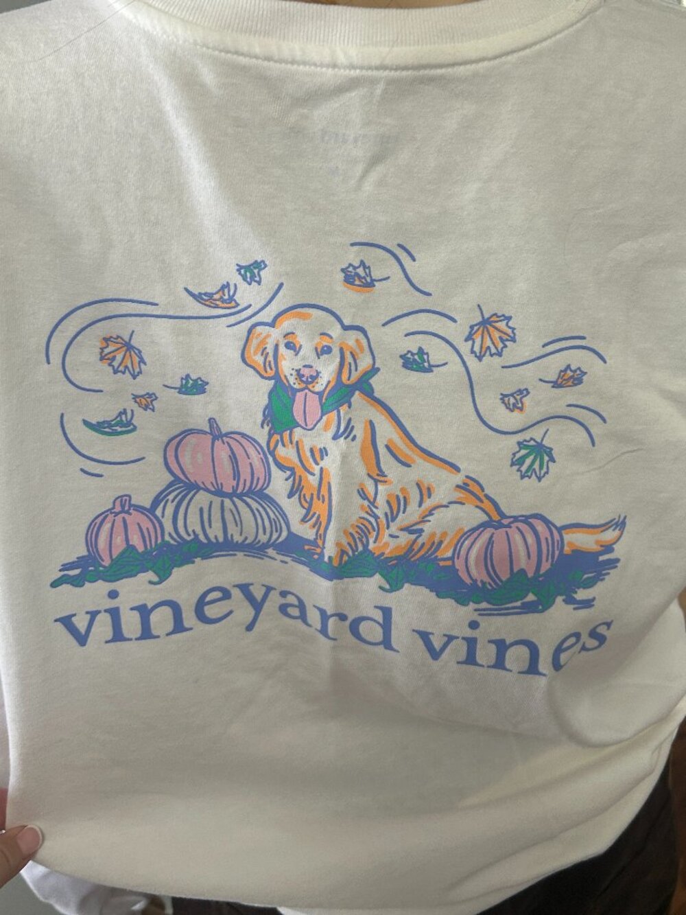 Vineyard Vines Autumn Dog Pocket L/S T Shirt NWT Size M